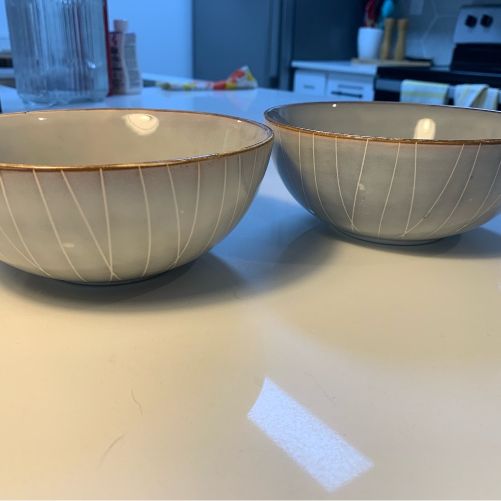 Set of 2 - Project 62 Solene Stoneware - 6” Bowls- gray/white - aspen design